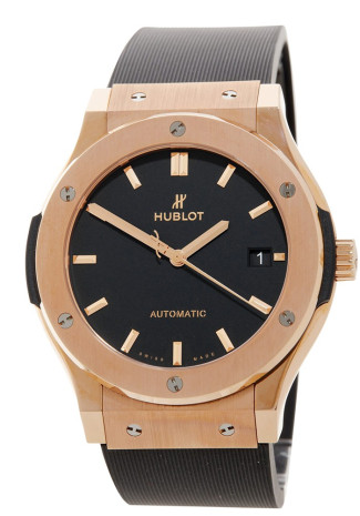 Hublot Classic Fusion King 45mm Red Gold Case Black Dial Black Rubber Strap 511.OX.1181.RX