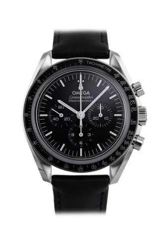 Omega Speedmaster Moonwatch Professional 42mm Steel Case Black Dial Leather Strap 310.32.42.50.01.002