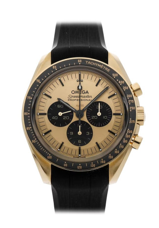 Omega Speedmaster Moonwatch Professional 42mm Gold Case Yellow Dial Rubber Strap 310.62.42.50.99.001