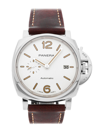 Panerai Luminor Due 42mm Steel Case White Dial Brown Leather Strap PAM01046 